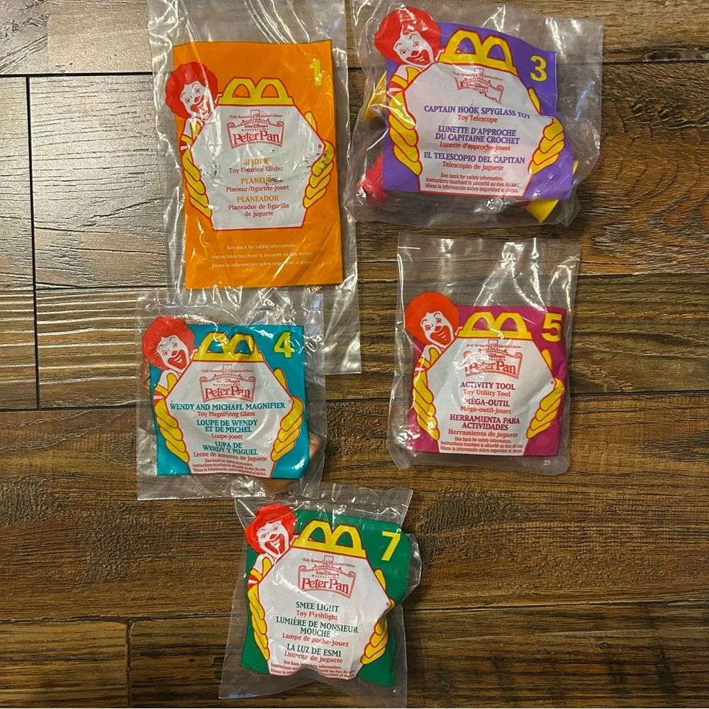 NWT Lot of 5 McDonald’s‎ 1997 Vintage Peter Pan Happy Meal Toys Unopened
